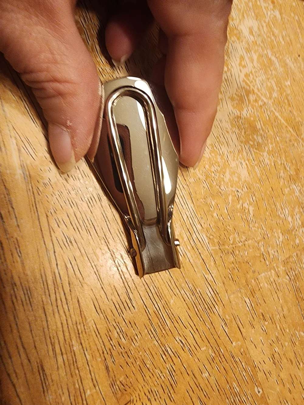 vintage Gucci portable metal shoehorn housed in an embossed brown Guccissima GG